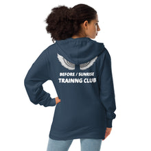 Load image into Gallery viewer, Before / Sunrise Training club  Unisex fleece zip up hoodie
